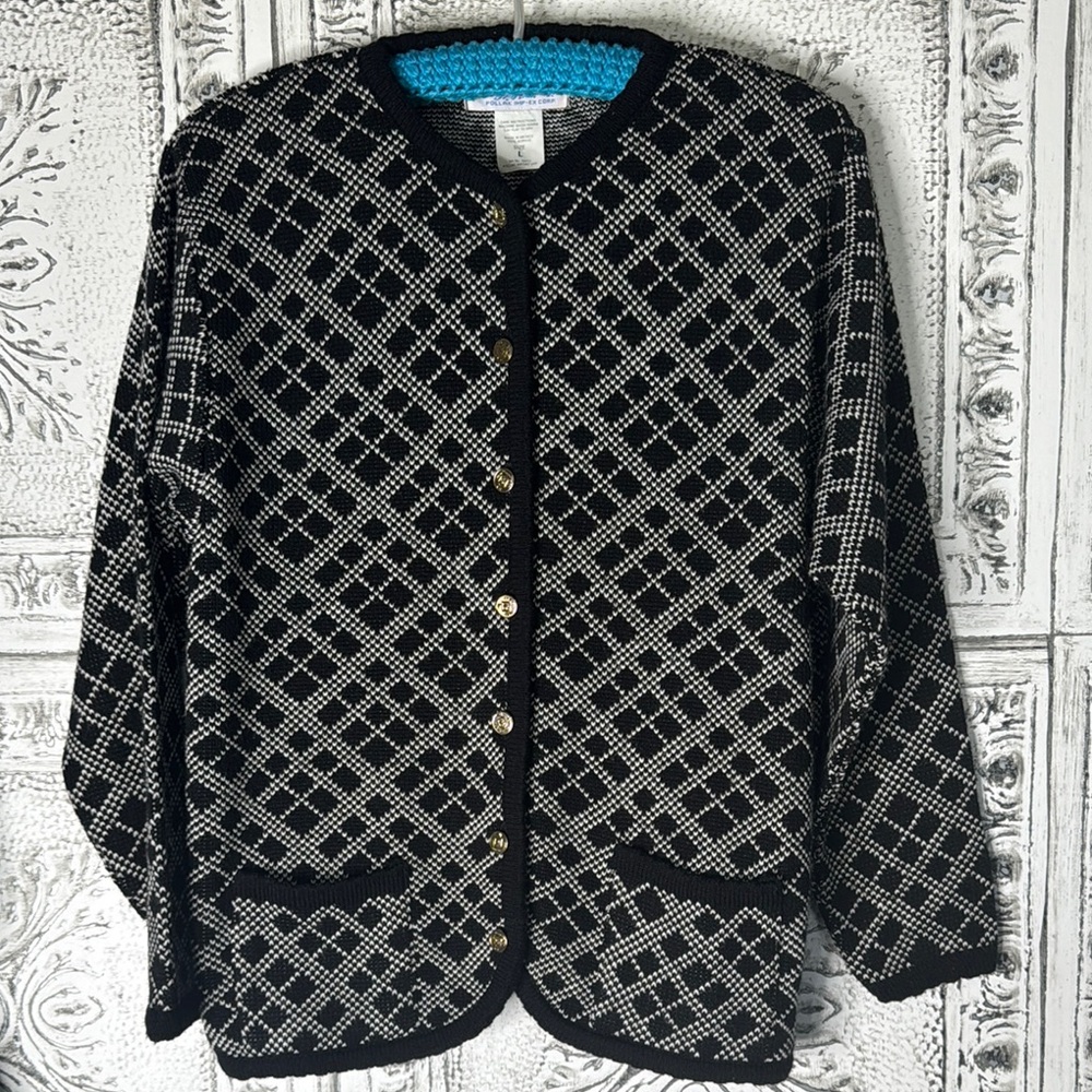 Vtg Tally Ho Geometric Cardigan